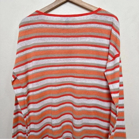 Tommy Bahama Womens Medium Linen Orange Stripe Long Sleeve Top - Picture 10 of 12